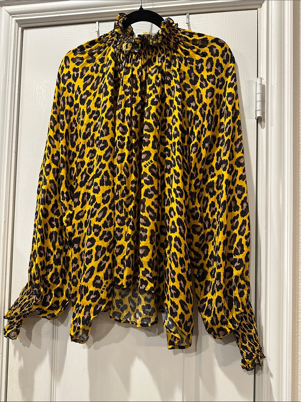 MSGM Yellow and Black Leopard Print Skirt